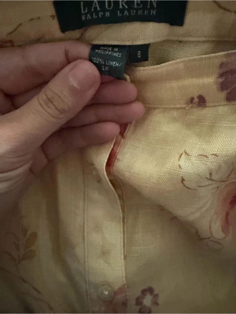 Ralph Lauren Cream A-Line Midi Skirt with Pink Rose Print - Picture 4 of 4